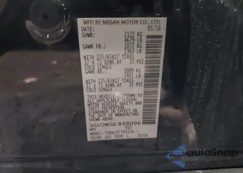 2016 Nissan Rogue S z USA, uszkodzony, nr VIN 5N1AT2MV1GC848096